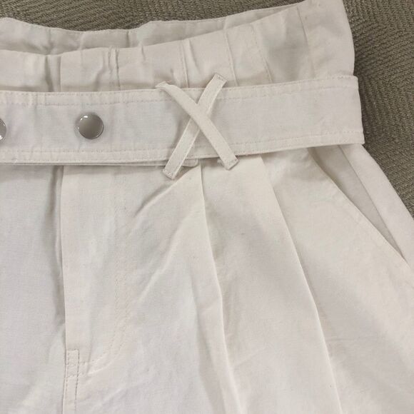 NWOT 4SIENNA High Waist Pleat Cuff Shorts Ivory 4 - Picture 2 of 7